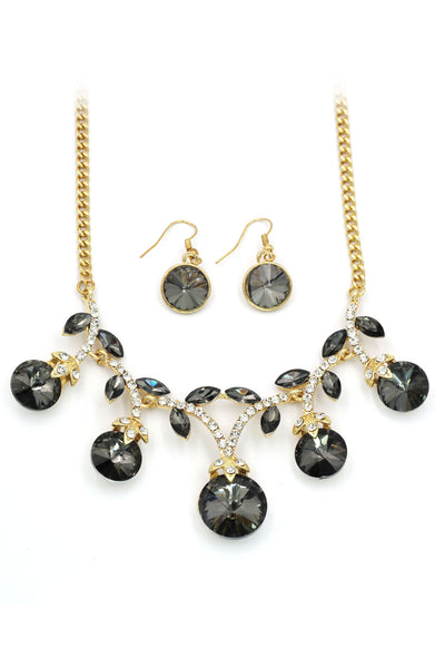 elegant sparkling crystal necklace earrings set