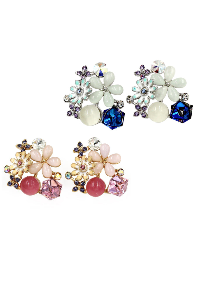beautiful crystal flower earrings