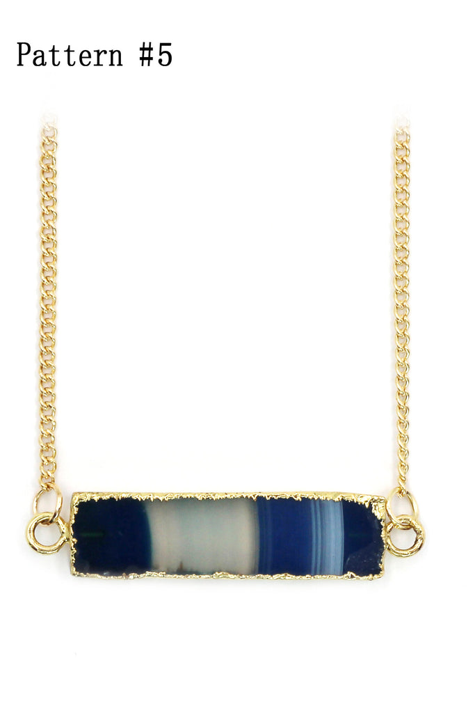 fashion natural stone golden necklace