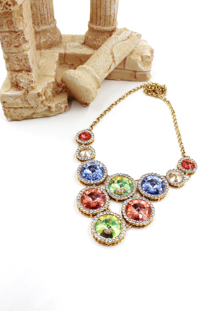 round colorful crystal necklace