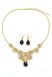 brilliant golden flower crystal necklace earrings set