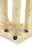 brilliant golden flower crystal necklace earrings set