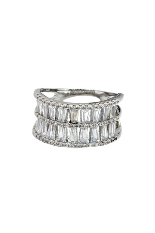 Sparkling candy crystal silver ring