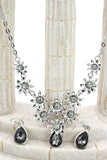 brilliant silver flowers color crystal necklace earrings set