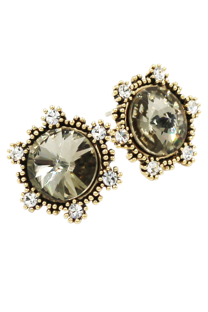 fashion sunflower crystal golden earrings
