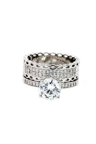 Elegant crystal cross silver ring