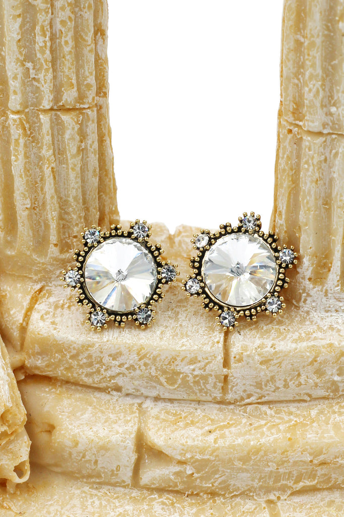 fashion sunflower crystal golden earrings