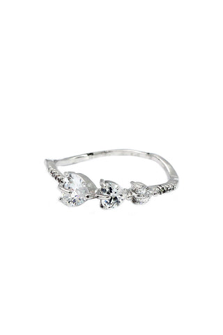fashion simple silver crystal ring
