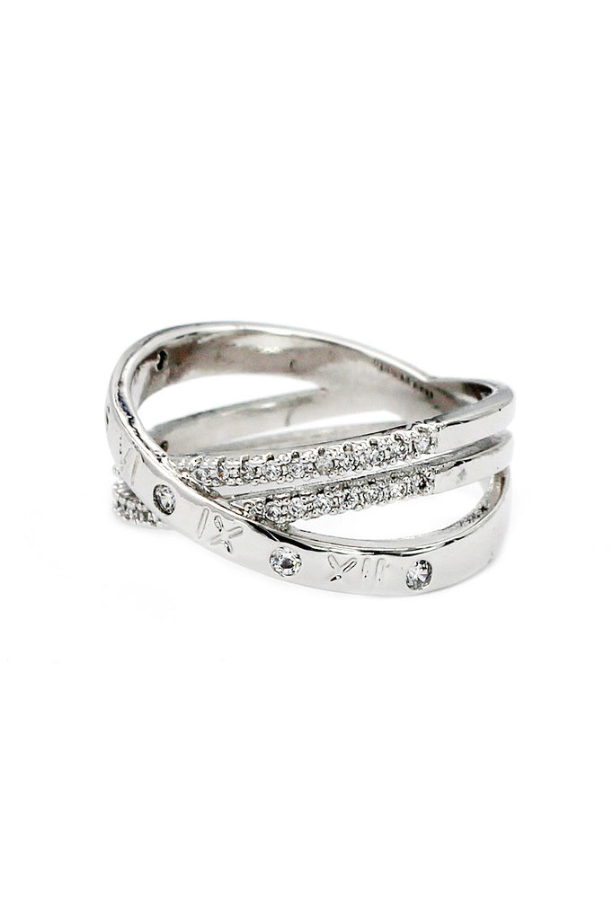 fashion cross double crystal ring