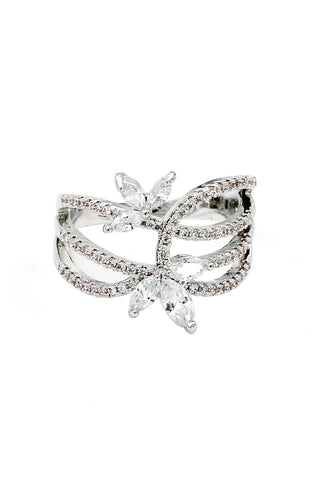 delicate flower crystal ring