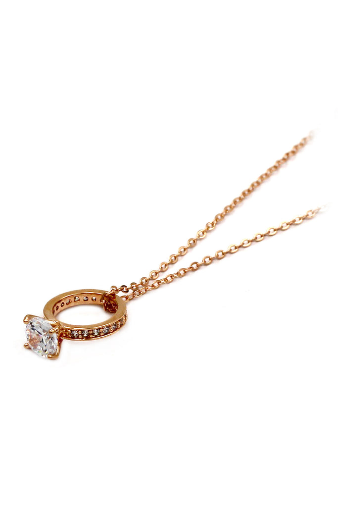 elegant crystal ring clavicle necklace