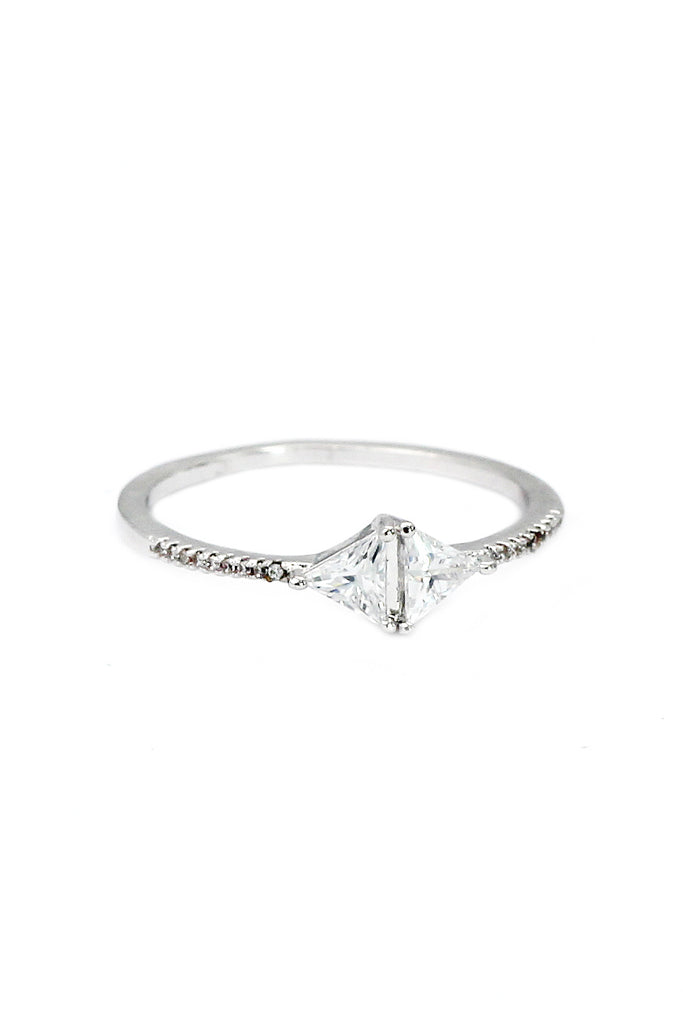 fashion simple silver crystal ring