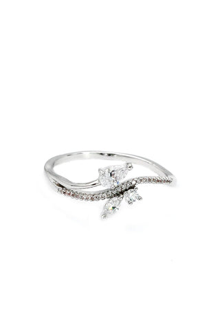 fashion silver square crystal ring