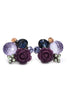 mysterious flower purple crystal ball earrings