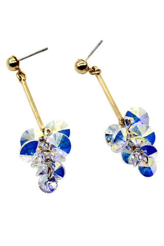 lady crystal long silver earrings
