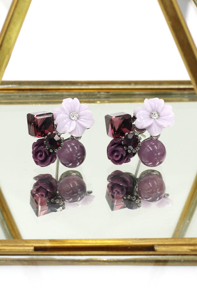 lovely shells flower crystal earrings