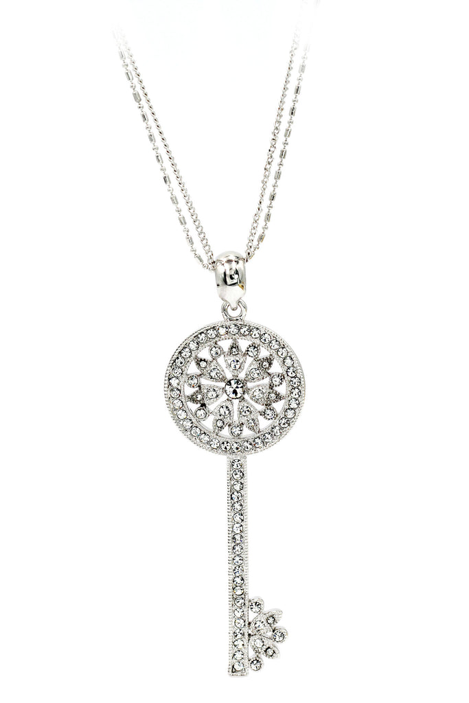 charming key twice silver necklace