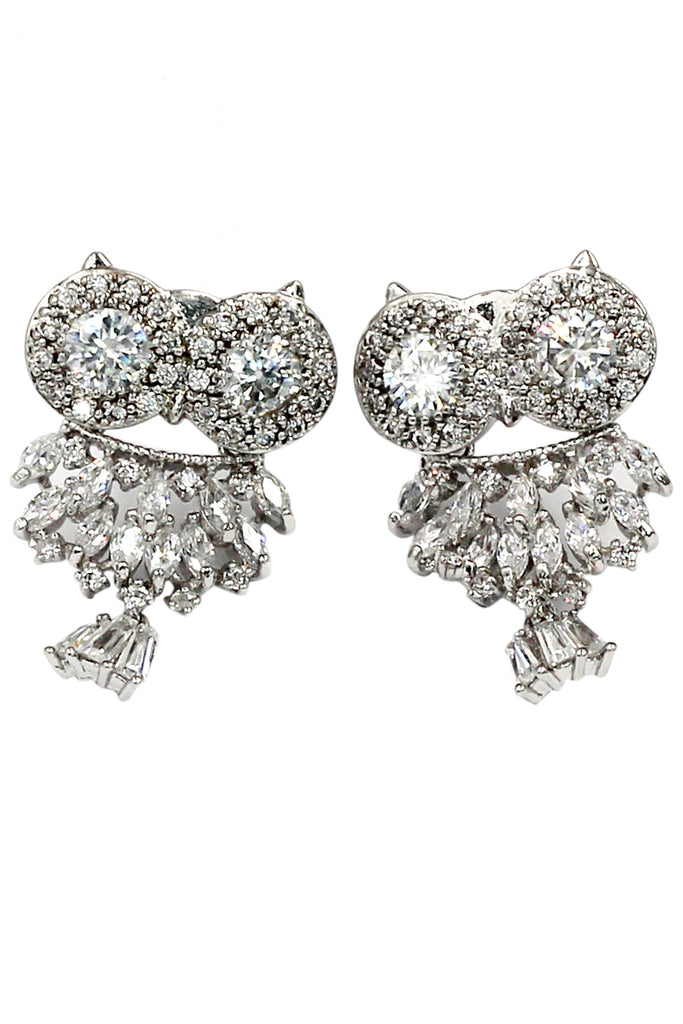 lovely crystal blue eye owl necklace earrings set