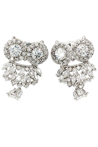 lovely crystal pendant owl earrings