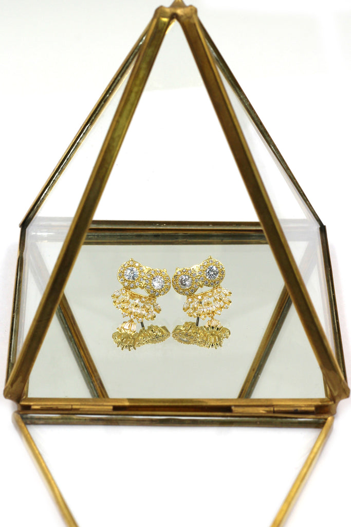 lovely crystal pendant owl earrings