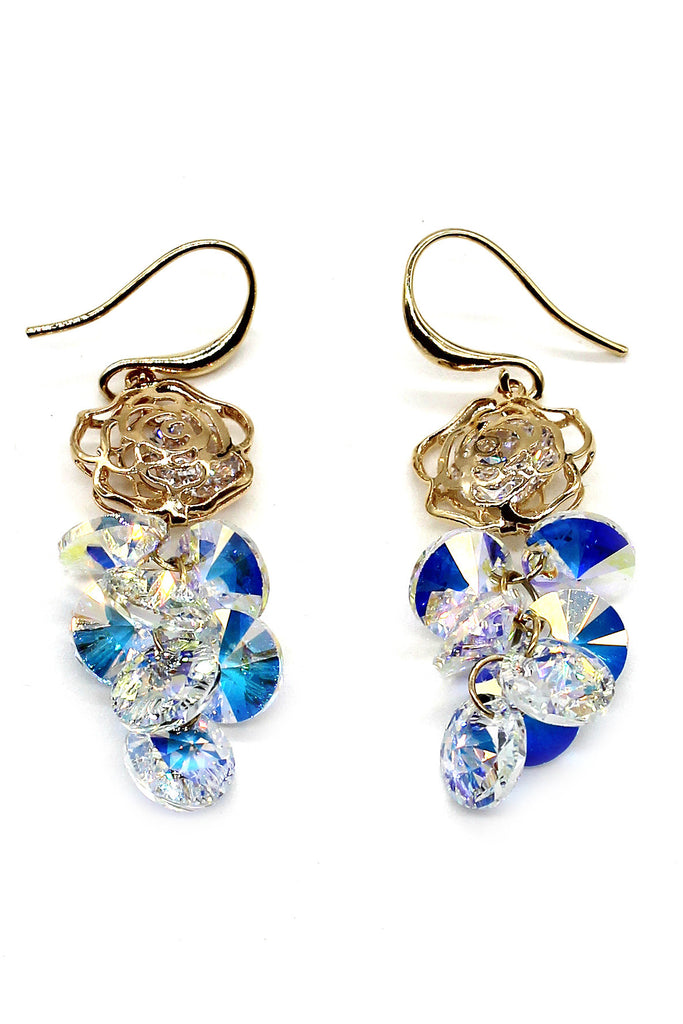 lady swarovski crystal rose earrings