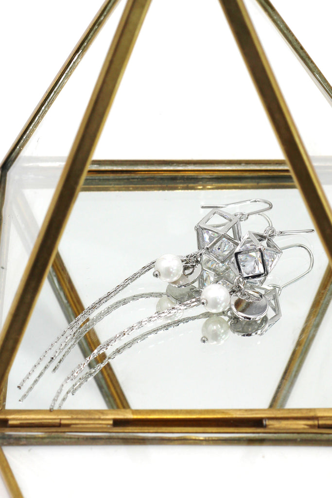 elegant crystal tassel earrings