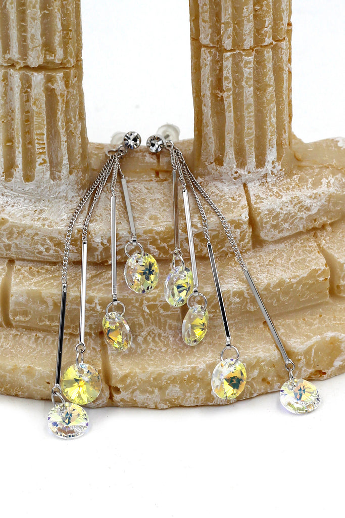 Elegant lady crystal silver earrings
