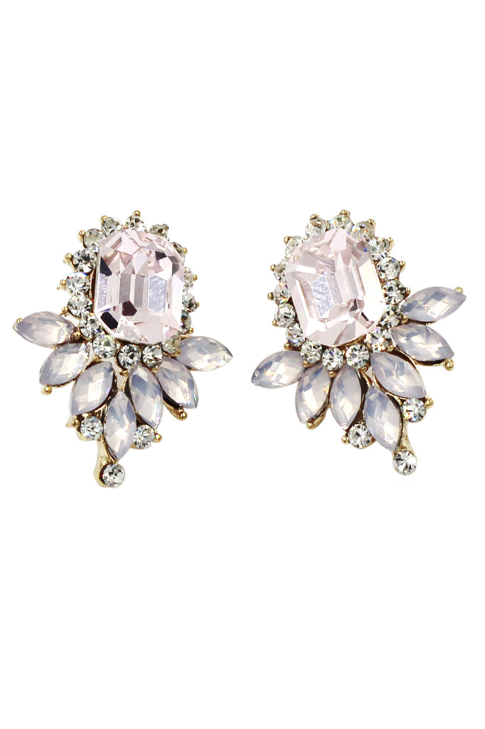 elegant colorful crystal golden earrings