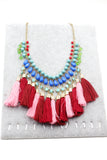 ethnic style colorful tassel necklace