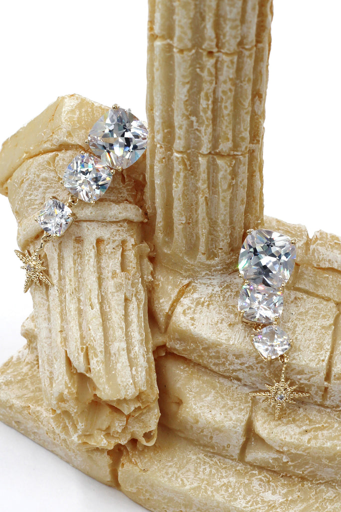 square crystal pendant earrings