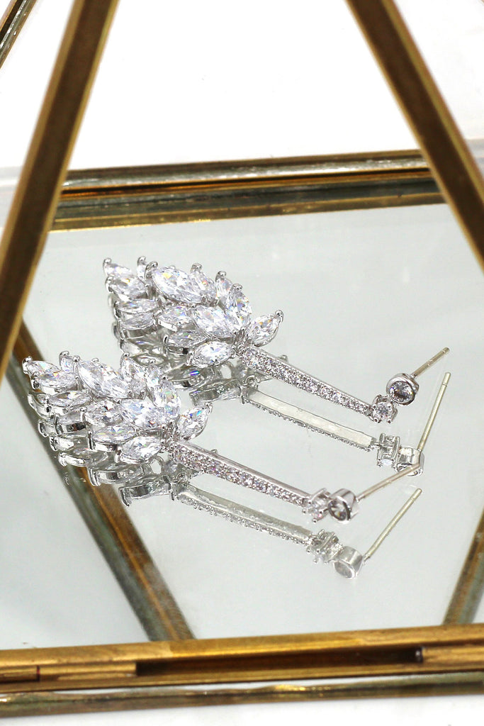 fashion crystal tassel silver necklace earring set