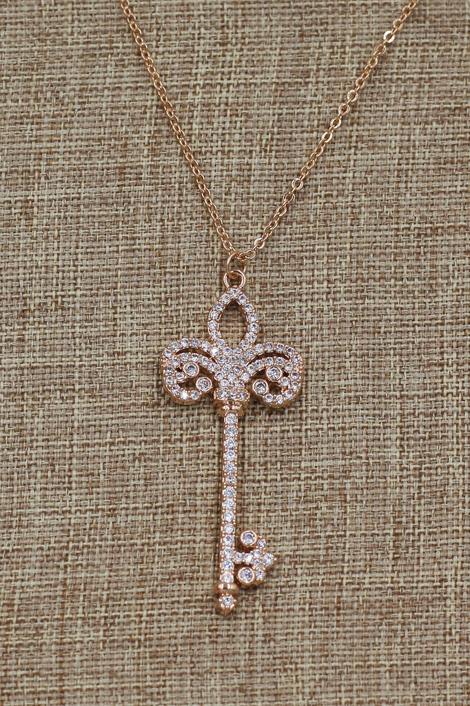full crystal key necklace