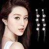 fashion crystal double wire earrings
