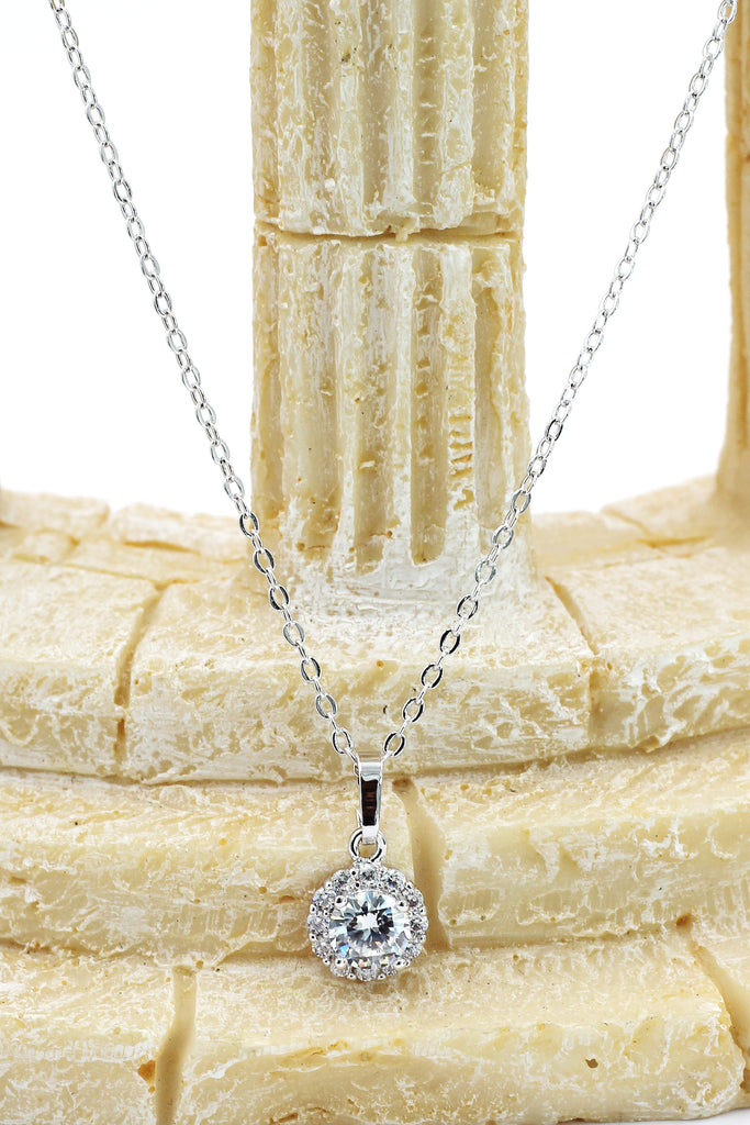 shining cabinet micro crystal silver necklace
