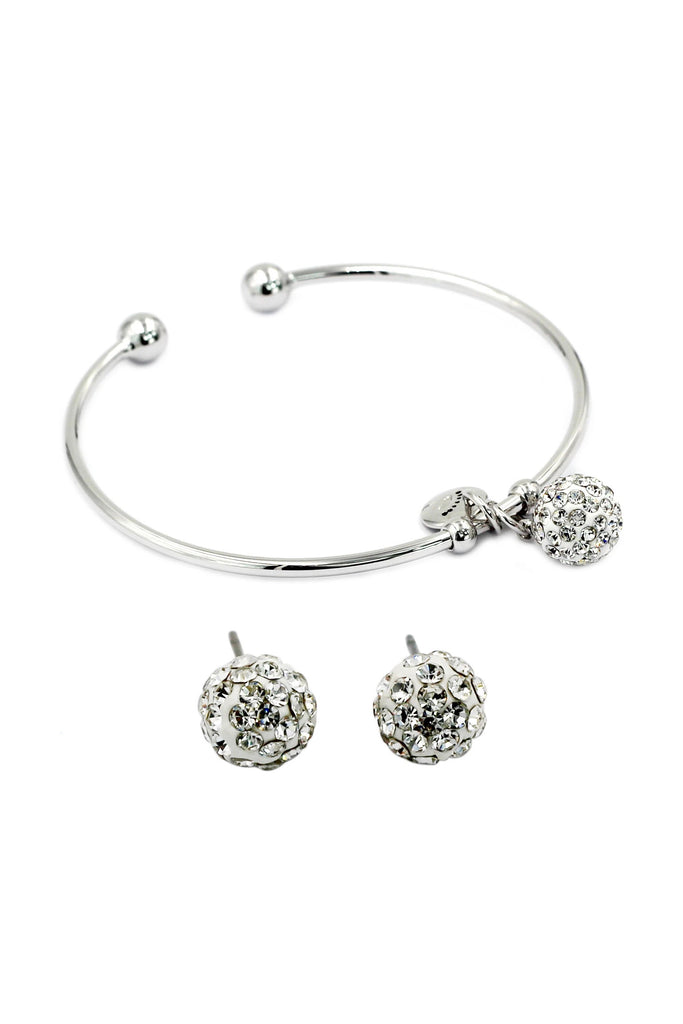 mini ball crystal earring bracelet set