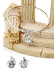 silver crown crystal bracelet earring set