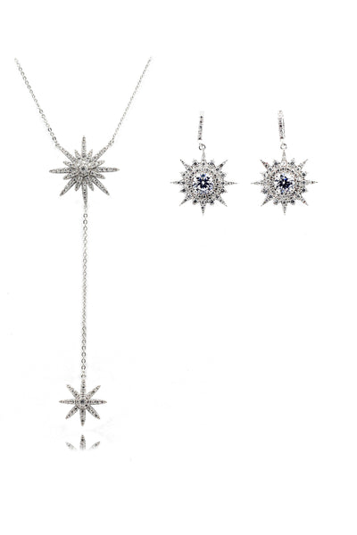 shiny star crystal earrings necklace set