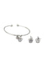 silver crown crystal bracelet earring set
