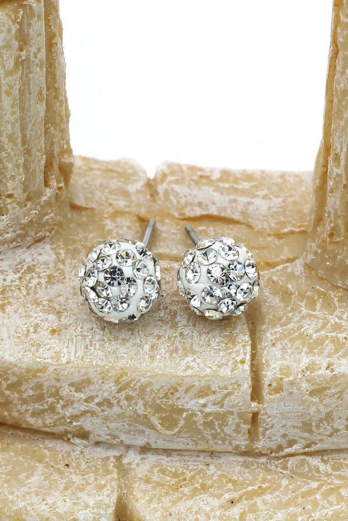 fashion white ball crystal earrings