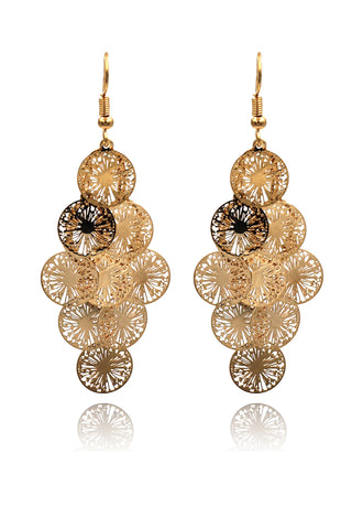 classic crystal pendant golden earrings