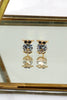 mini owl abdomen crystal earrings