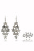 Delicate crystal ring flower earrings set
