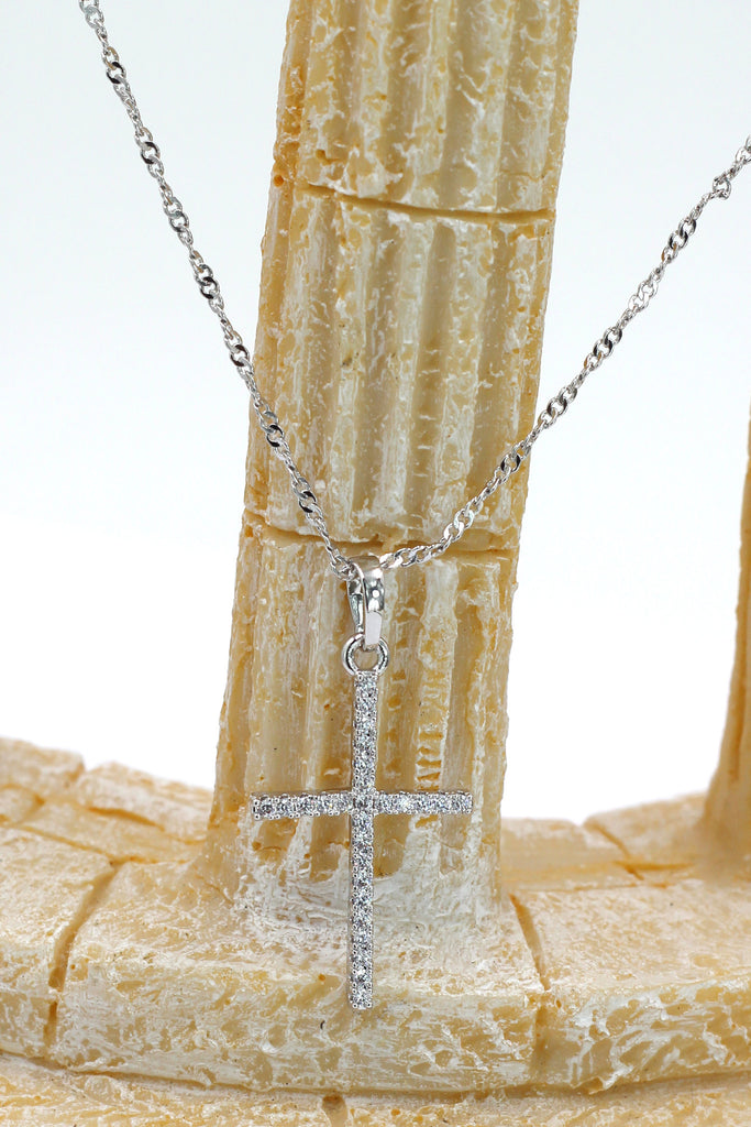 micro-set crystal cross necklace earrings set
