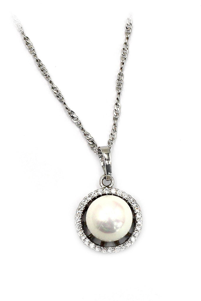 simple crystal pearl earrings necklace set