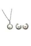 fashion crystal pearl earrings necklace set