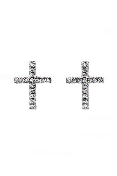 micro-set crystal cross earrings