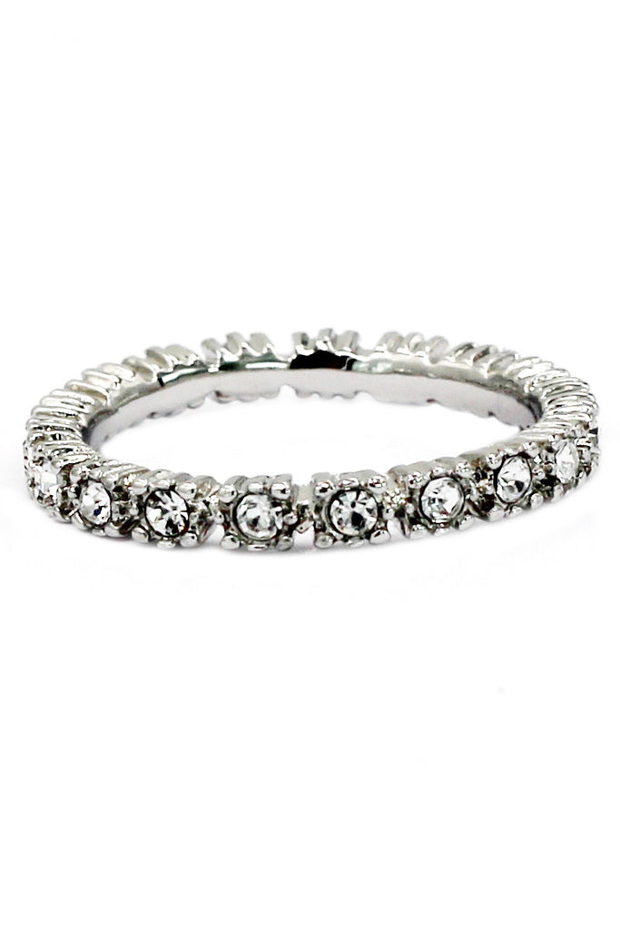 fashion snake bone crystal silver ring