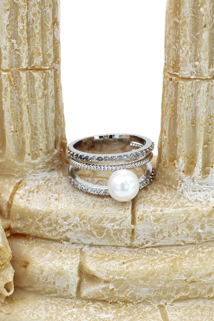fashion circle pearl ring earrings set