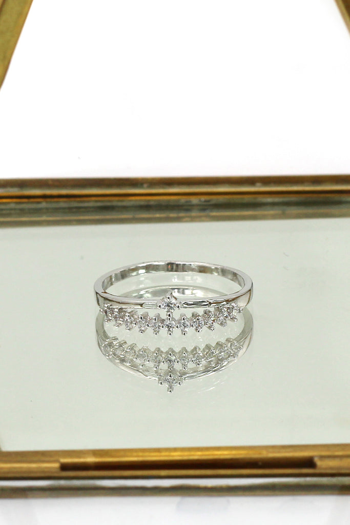 fashion lady crystal silver ring