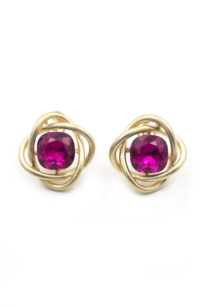 Flowers purple crystal earrings
